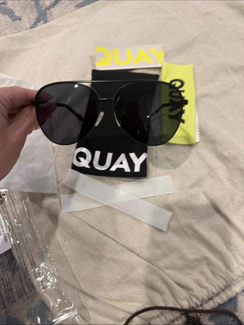 Quay Australia Black Aviator Sunglasses with Dark Lenses